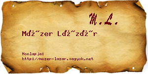 Mózer Lázár névjegykártya